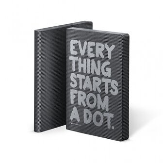 Notitieboek A5 - Everything Starts from a dot, zacht leer, zilver metallic tekst