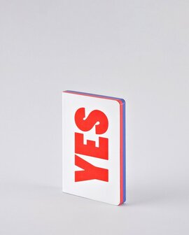 Notitieboek A6 - Yes - No, zacht leer, blauwe en rode tekst