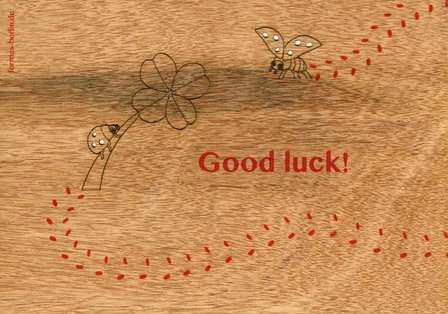 Houten kaart pop-up - good luck