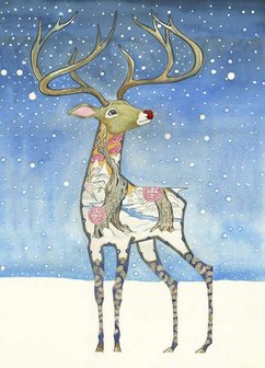 Wenskaart - Rudolph in de sneeuw