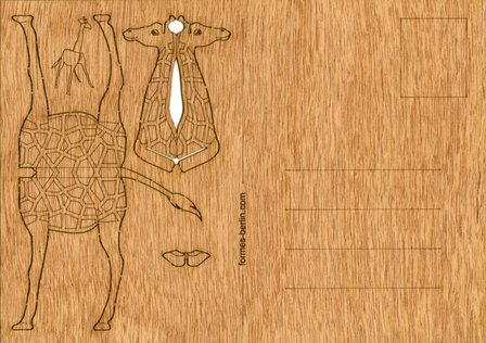 Houten kaart - giraffe