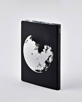 Notitieboek A5 - Moon, zacht leer, zilver metallic print