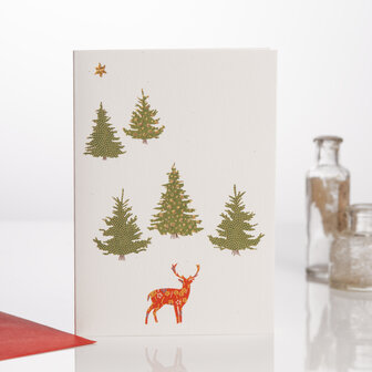Wenskaart Kerst Stag in the Trees