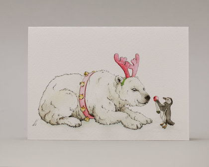 Wenskaart - Rudolf the polar bear