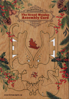 Houten kaart Grand Wooden Assembly - Kerstman met slee