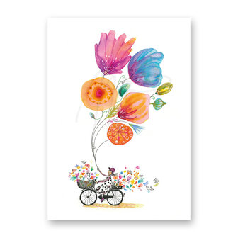 Wenskaart - Floral bike