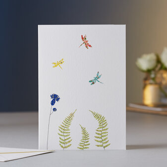 Wenskaart Dragonflies &amp; Fern