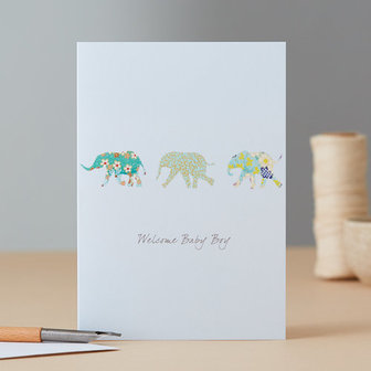 Wenskaart Elephants Baby Boy