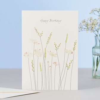 Wenskaart Daisies &amp; Grass Birthday