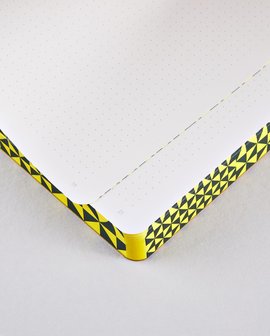 Notitieboek A5 - Happy Book, zacht leer, gele kaft met zwarte titel