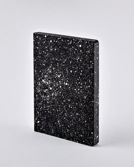 Notitieboek A5 - Milky Way, zacht leer, zilver metallic print