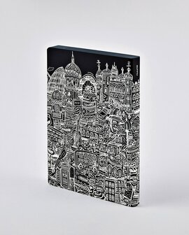 Notitieboek A5 - Londen, zacht leer, witte print