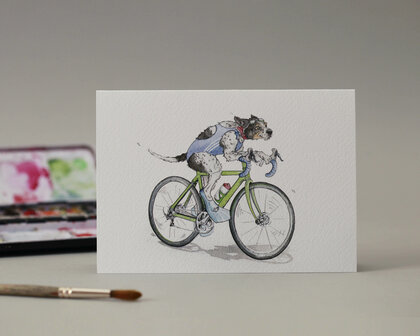 Wenskaart - Pedalling Pooch