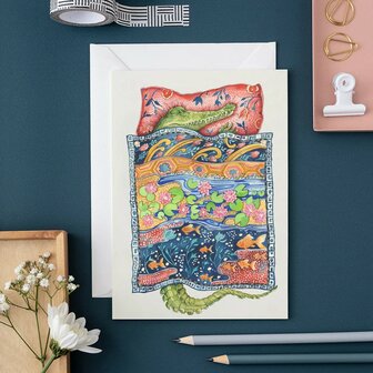 Wenskaart - krokodil in slaap