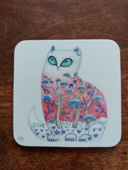 Onderzetter - sneeuw kat