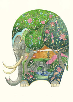 Wenskaart - slapende olifant