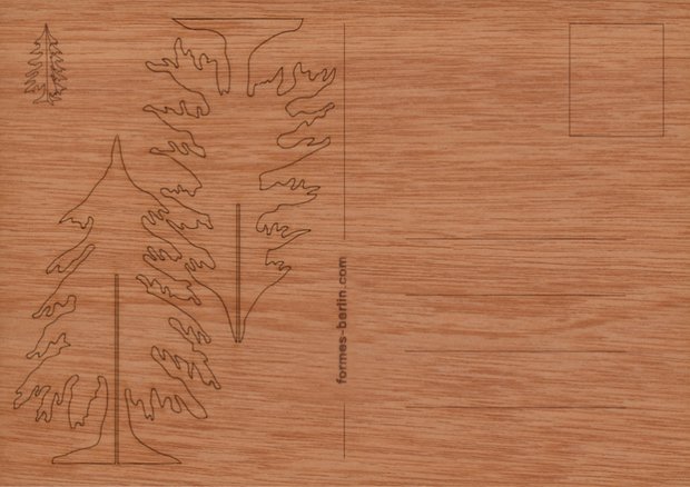 Houten kaart - dennenboom