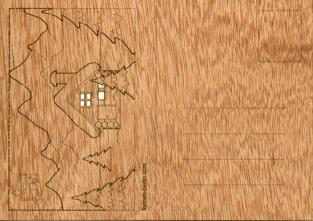 Houten kaart - winter landschap