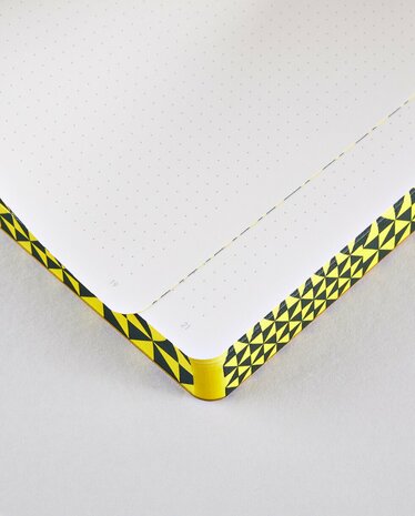 Notitieboek A5 - Happy Book, zacht leer, gele kaft met zwarte titel