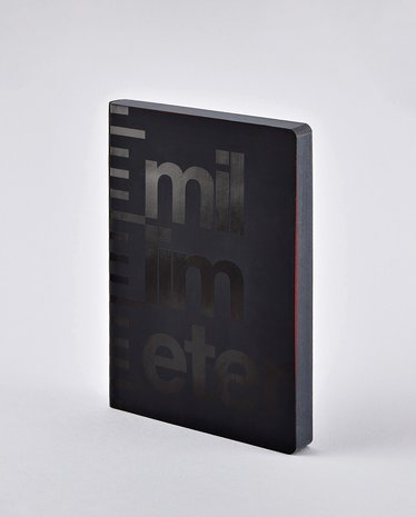Notitieboek A5 - Millimeter, zacht leer, zwart glossy tekst