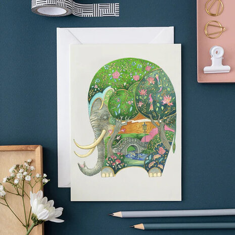 Wenskaart - slapende olifant