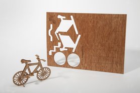 Houten kaart - fiets