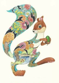 Wenskaart - turquoise eekhoorn