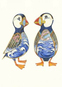 Wenskaart - twee papegaaiduikers