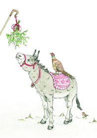 Wenskaart - Mistletoe Donkey