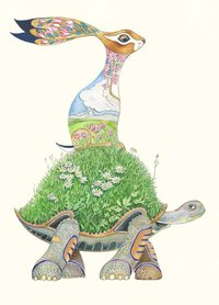 Wenskaart - schildpad en haas