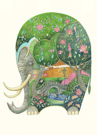 Wenskaart - slapende olifant
